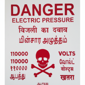 Danger Electrical Warning Sign Board, High Voltage 110000 Volts