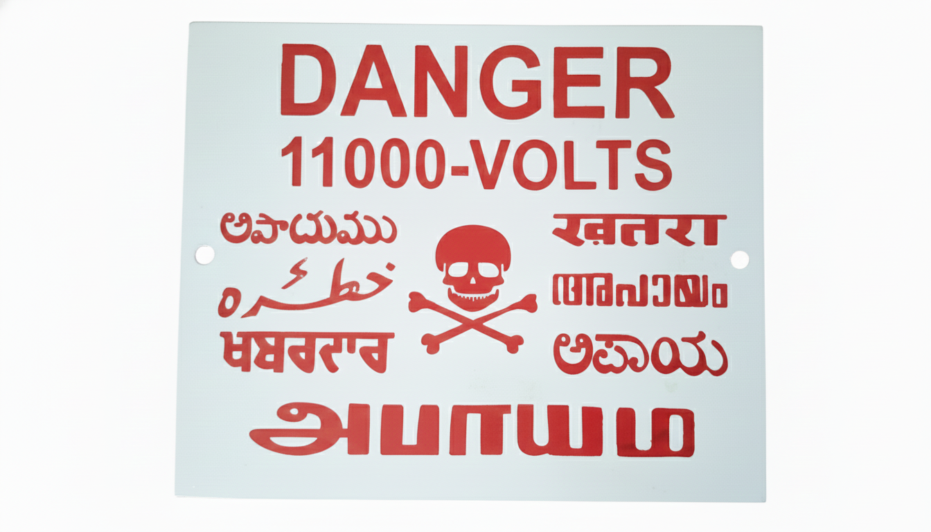 Danger Electrical Warning Sign Board, High Voltage 110000 Volts