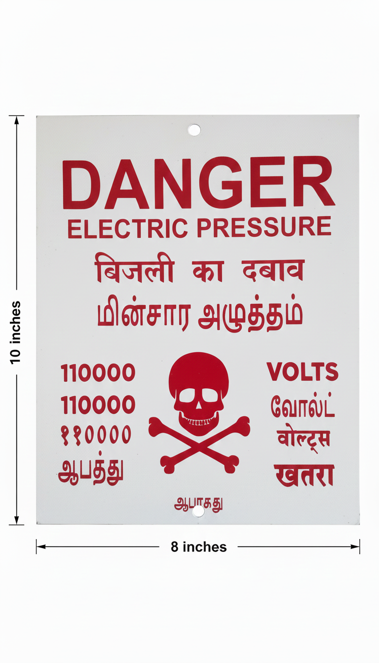 Danger Electrical Warning Sign Board, High Voltage 110000 Volts - Image 2