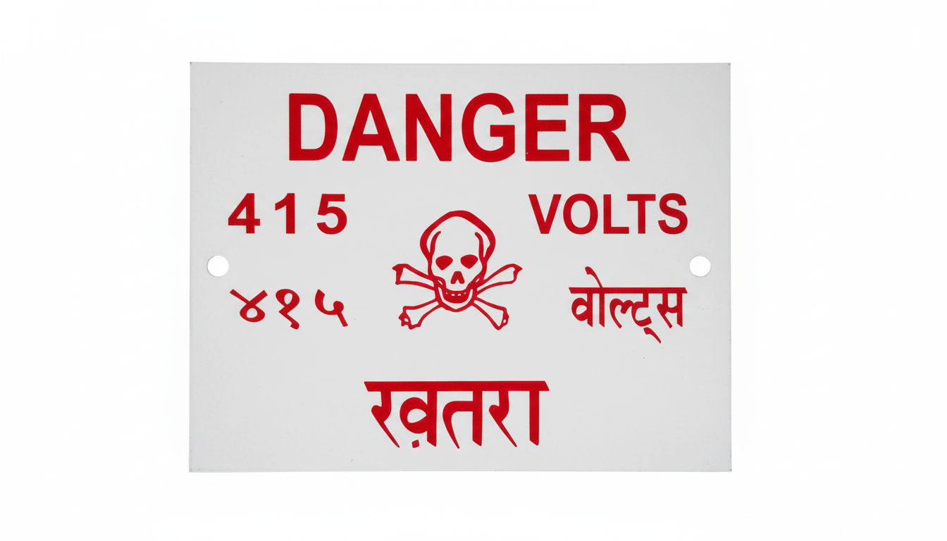 Danger Electrical Warning Sign Board, High Voltage 415 Volts