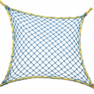 Double Cord Safety Net heavy-duty blue construction net with reinforced yellow border rope