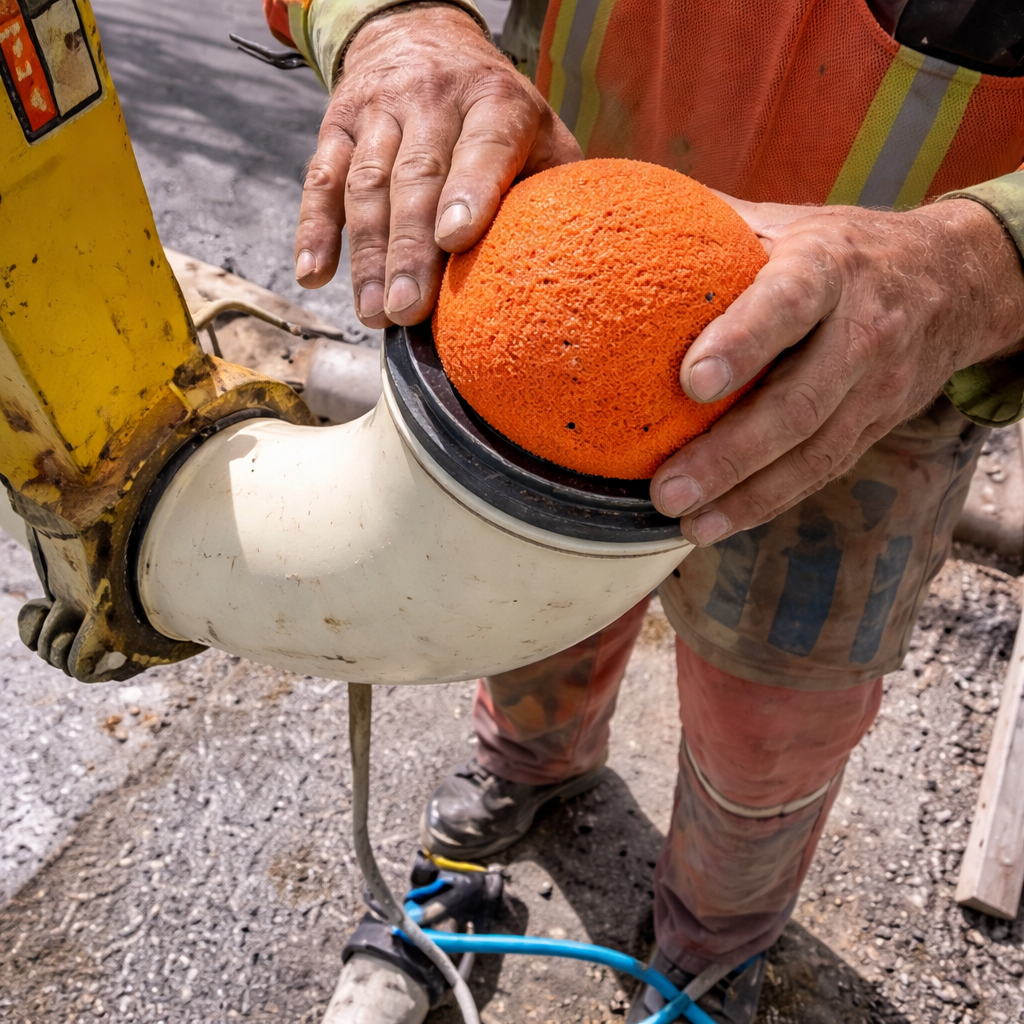 cement cleaning sponge ball construction site